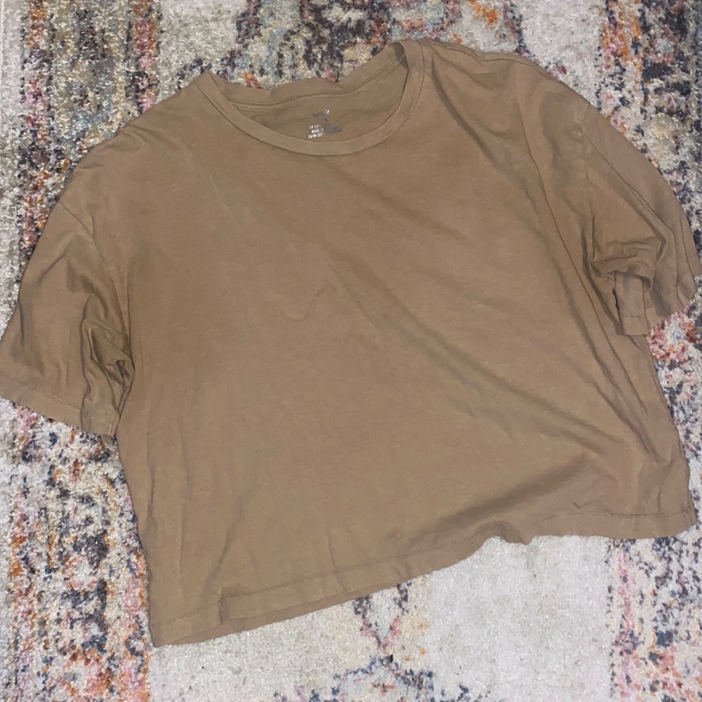 Aerie Tan Distressed Crop
